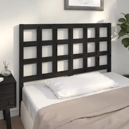 Solid black pine wood bed headboard 125.5x4x100 cm by vidaXL, Headboards and footboards - Ref: Foro24-817884, Price: 30,07 €,...
