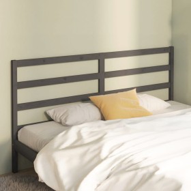 Cabecero de cama madera maciza de pino gris 206x4x100 cm de vidaXL, Cabeceros y pies de cama - Ref: Foro24-817662, Precio: 46...