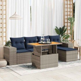 Set de muebles de jardín 6 pzas y cojines ratán sintético gris en Conjuntos de jardín | Comprar online en Foru.es