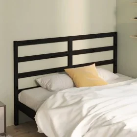 Solid black pine wood bed headboard 146x4x100 cm by vidaXL, Headboards and footboards - Ref: Foro24-817644, Price: 29,42 €, D...