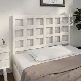 Solid white pine wood bed headboard 125.5x4x100 cm by vidaXL, Headboards and footboards - Ref: Foro24-817881, Price: 36,86 €,...