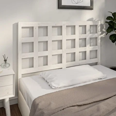 Cabecero de cama madera maciza de pino blanco 125,5x4x100 cm de vidaXL, Cabeceros y pies de cama - Ref: Foro24-817881, Precio...