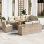 Set de sofás de jardín con cojines 9 pzas ratán sintético beige en Conjuntos de jardín | Comprar online en Foru.es