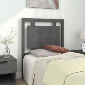 Cabecero de cama madera maciza de pino gris 80,5x4x100 cm de vidaXL, Cabeceros y pies de cama - Ref: Foro24-817917, Precio: 4...