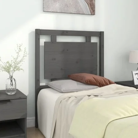Cabecero de cama madera maciza de pino gris 80,5x4x100 cm de vidaXL, Cabeceros y pies de cama - Ref: Foro24-817917, Precio: 4...