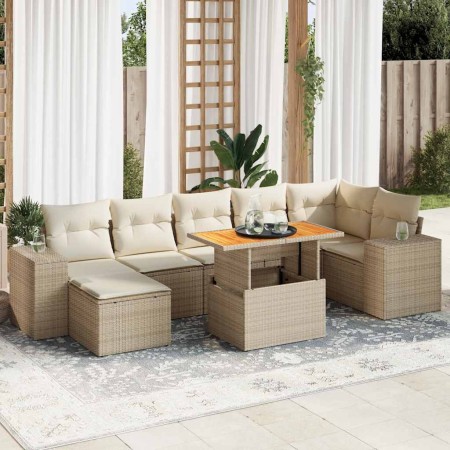 Set de sofás de jardín y cojines 8 piezas ratán sintético beige en Conjuntos de jardín | Comprar online en Foru.es
