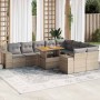 Set sofás jardín y cojines 10 pzas ratán sintético acacia beige en Conjuntos de jardín | Comprar online en Foru.es