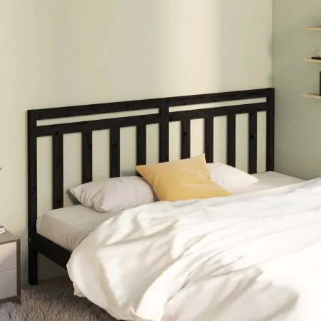 Solid black pine wood bed headboard 206x4x100 cm by vidaXL, Headboards and footboards - Ref: Foro24-817814, Price: 35,54 €, D...