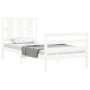 Estructura de cama con cabecero madera maciza blanco 90x200 cm de vidaXL, Camas y somieres - Ref: Foro24-3194102, Precio: 105...