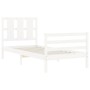 Estructura de cama con cabecero madera maciza blanco 90x200 cm de vidaXL, Camas y somieres - Ref: Foro24-3194102, Precio: 105...