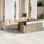 Set sofás jardín y cojines 10 pzas ratán sintético acacia beige en Conjuntos de jardín | Comprar online en Foru.es