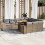 Set sofás jardín y cojines 10 pzas ratán sintético acacia beige en Conjuntos de jardín | Comprar online en Foru.es