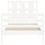 Estructura de cama con cabecero madera maciza blanco 90x200 cm de vidaXL, Camas y somieres - Ref: Foro24-3194102, Precio: 105...
