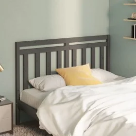 Solid gray pine wood bed headboard 141x4x100 cm by vidaXL, Headboards and footboards - Ref: Foro24-817787, Price: 42,99 €, Di...