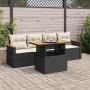 Set sofás jardín y cojines 5 pzas ratán sintético acacia negro en Conjuntos de jardín | Comprar online en Foru.es