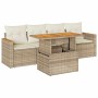 Set sofás jardín y cojines 5 pzas ratán sintético acacia beige en Conjuntos de jardín | Comprar online en Foru.es
