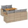 Set sofás jardín y cojines 6 pzas ratán sintético acacia beige en Conjuntos de jardín | Comprar online en Foru.es