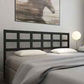 Solid black pine wood bed headboard 205.5x4x100 cm by vidaXL, Headboards and footboards - Ref: Foro24-817914, Price: 35,54 €,...