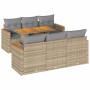 Set sofás jardín y cojines 7 pzas ratán sintético acacia beige en Conjuntos de jardín | Comprar online en Foru.es