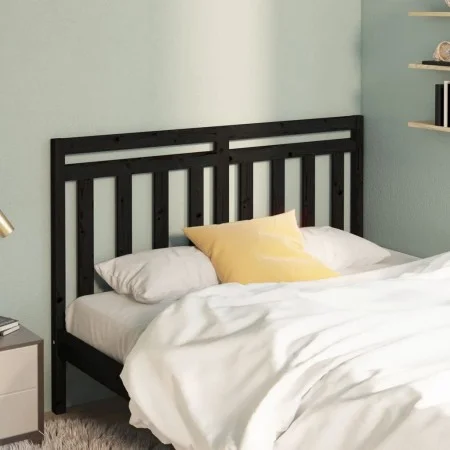 Solid black pine wood bed headboard 126x4x100 cm by vidaXL, Headboards and footboards - Ref: Foro24-817784, Price: 30,07 €, D...