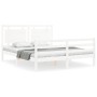 Estructura de cama matrimonio con cabecero madera maciza blanco de vidaXL, Camas y somieres - Ref: Foro24-3194057, Precio: 16...