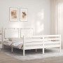 Estructura de cama matrimonio con cabecero madera maciza blanco de vidaXL, Camas y somieres - Ref: Foro24-3194057, Precio: 16...