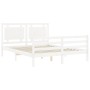 Estructura de cama matrimonio con cabecero madera maciza blanco de vidaXL, Camas y somieres - Ref: Foro24-3194057, Precio: 16...