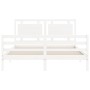 Estructura de cama matrimonio con cabecero madera maciza blanco de vidaXL, Camas y somieres - Ref: Foro24-3194057, Precio: 16...