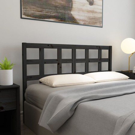 Cabecero de cama madera maciza de pino negro 145,5x4x100 cm de vidaXL, Cabeceros y pies de cama - Ref: Foro24-817894, Precio:...