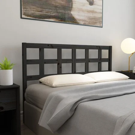 Cabecero de cama madera maciza de pino negro 145,5x4x100 cm de vidaXL, Cabeceros y pies de cama - Ref: Foro24-817894, Precio:...