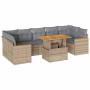 Set sofás jardín y cojines 8 pzas ratán sintético acacia beige en Conjuntos de jardín | Comprar online en Foru.es