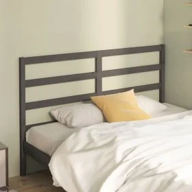 Solid gray pine wood bed headboard 126x4x100 cm by vidaXL, Headboards and footboards - Ref: Foro24-817632, Price: 34,00 €, Di...