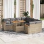 Set sofás jardín y cojines 9 pzas ratán sintético acacia beige en Conjuntos de jardín | Comprar online en Foru.es