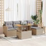 Set sofás jardín y cojines 6 pzas ratán sintético acacia beige en Conjuntos de jardín | Comprar online en Foru.es