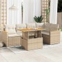 Set sofás jardín y cojines 6 pzas ratán sintético acacia beige en Conjuntos de jardín | Comprar online en Foru.es