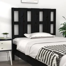 Solid black pine wood bed headboard 105.5x4x100 cm by vidaXL, Headboards and footboards - Ref: Foro24-817979, Price: 41,66 €,...