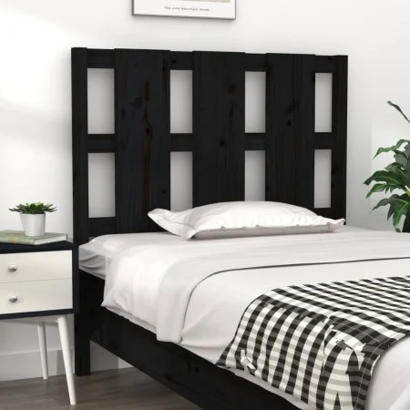 Solid black pine wood bed headboard 105.5x4x100 cm by vidaXL, Headboards and footboards - Ref: Foro24-817979, Price: 41,66 €,...