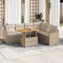 Set sofás jardín y cojines 7 pzas ratán sintético acacia beige en Conjuntos de jardín | Comprar online en Foru.es