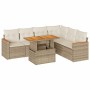 Set sofás jardín y cojines 7 pzas ratán sintético acacia beige en Conjuntos de jardín | Comprar online en Foru.es