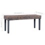 Banco de ratán kubu y madera maciza de caoba gris 110 cm en Bancos de comedor y cocina | Comprar online en Foru.es