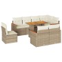 Set sofás jardín y cojines 9 pzas ratán sintético acacia beige en Conjuntos de jardín | Comprar online en Foru.es