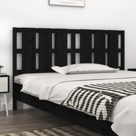 Cabecero de cama madera maciza de pino negro 185,5x4x100 cm de vidaXL, Cabeceros y pies de cama - Ref: Foro24-818009, Precio:...