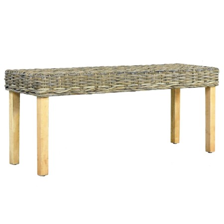 Banco de ratán kubu natural y madera maciza de caoba 110 cm en Bancos de comedor y cocina | Comprar online en Foru.es