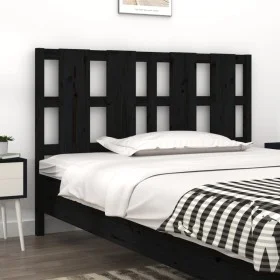 Solid black pine wood bed headboard 125.5x4x100 cm by vidaXL, Headboards and footboards - Ref: Foro24-817984, Price: 34,17 €,...