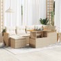 Set sofás jardín y cojines 7 pzas ratán sintético acacia beige en Conjuntos de jardín | Comprar online en Foru.es