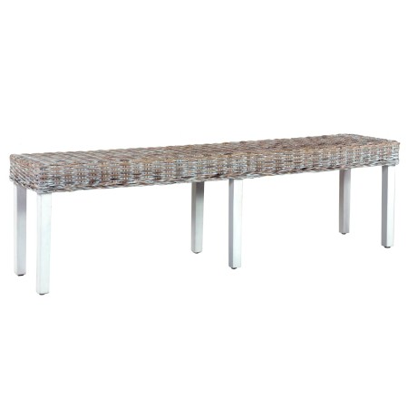 Banco de ratán kubu y madera maciza de mango blanco 160 cm en Bancos de comedor y cocina | Comprar online en Foru.es