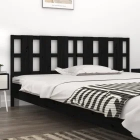 Solid black pine wood bed headboard 205.5x4x100 cm by vidaXL, Headboards and footboards - Ref: Foro24-818014, Price: 41,01 €,...