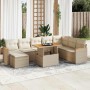 Set sofás jardín y cojines 9 pzas ratán sintético acacia beige en Conjuntos de jardín | Comprar online en Foru.es