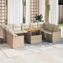 Set sofás jardín y cojines 10 pzas ratán sintético acacia beige en Conjuntos de jardín | Comprar online en Foru.es