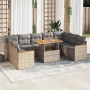 Set sofás jardín y cojines 10 pzas ratán sintético acacia beige en Conjuntos de jardín | Comprar online en Foru.es